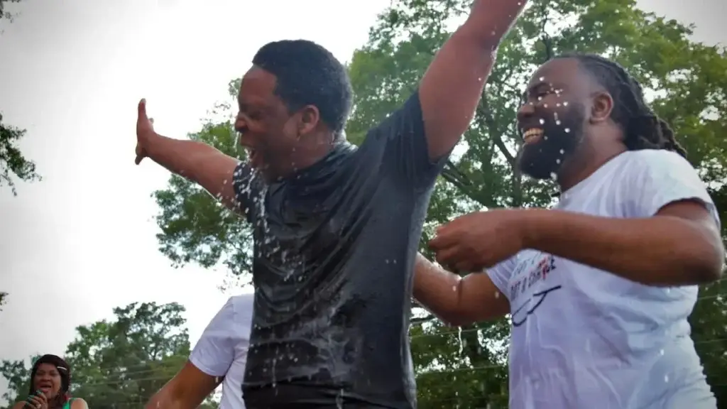 Man being baptized