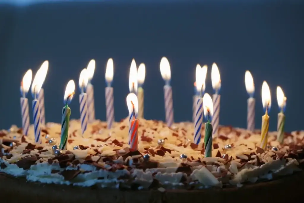 Birthday candles on a cake